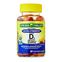 Spring Valley Extra Strength Vitamin D3 Bone & Immune Health Dietary Supplement Vegetarian Gummies, 125 mcg (5,000 IU), 60 Count EasyOptionXY LLC