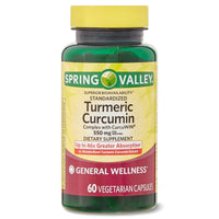 Spring Valley Turmeric Curcumin Complex with CurcuWIN General Wellness Dietary Supplement Vegetarian Capsules, 550 mg, 60 Count EasyOptionXY LLC