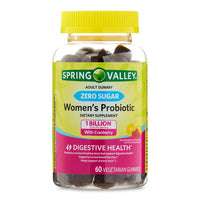 Spring Valley Zero Sugar Women's 1 Billion CFU Probiotic with Cranberry, 60 Vegetarian Gummies EasyOptionXY LLC