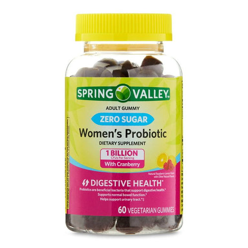 Spring Valley Zero Sugar Women's 1 Billion CFU Probiotic with Cranberry, 60 Vegetarian Gummies EasyOptionXY LLC