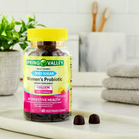 Spring Valley Zero Sugar Women's 1 Billion CFU Probiotic with Cranberry, 60 Vegetarian Gummies EasyOptionXY LLC