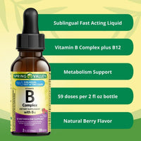 Spring Valley Vitamin B Complex Dietary Supplement with B12, Berry Flavor, 2 fl oz EasyOptionXY LLC