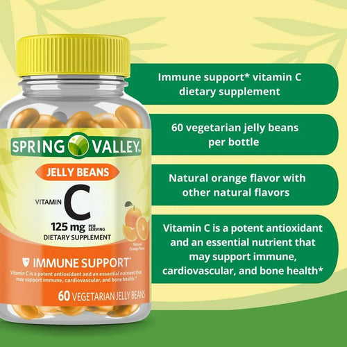 Spring Valley Vitamin C Jelly Beans, 60ct, 125mg, Vegetarian Jelly Beans EasyOptionXY LLC