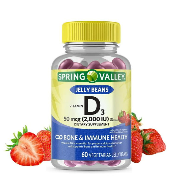 Spring Valley Vitamin D3 Vegetarian Jelly Beans, 50 Mcg, 2000 IU, 60 Count EasyOptionXY LLC