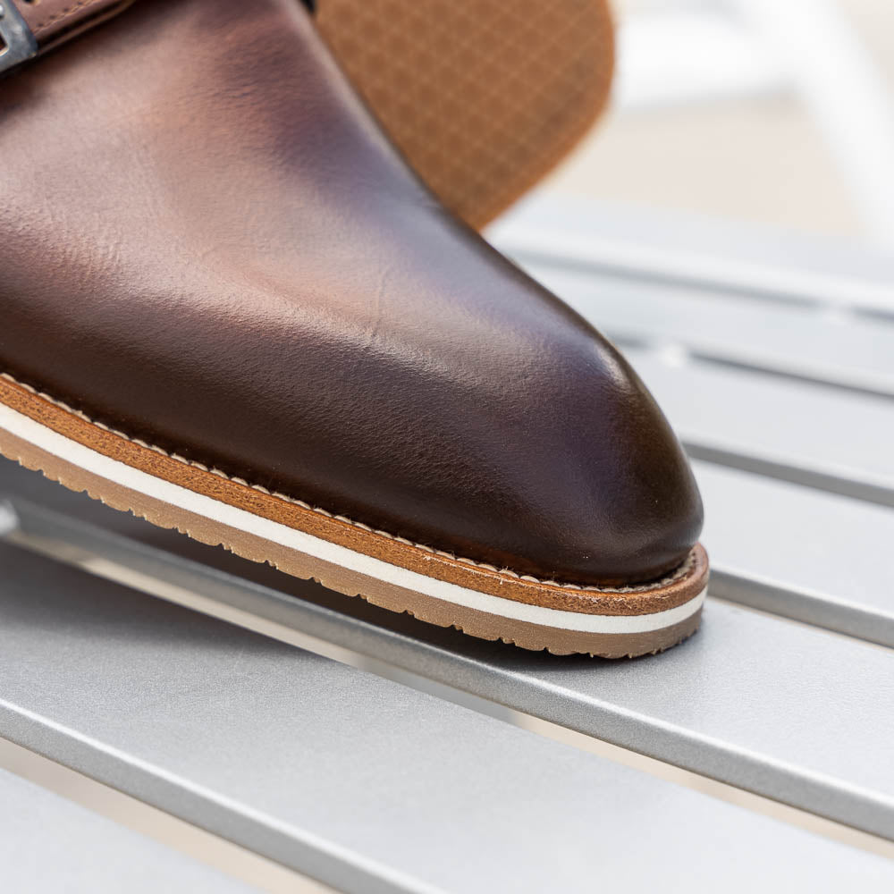 Zelli Italia 55-103-BRN LEGERRA Hand Burnished Italian Calfskin Monkstrap, Brown