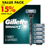 Gillette Mach3 Men's Razor Value Pack, Blue, 1 Handle & 6 Razor Blade Refills EasyOptionXY LLC