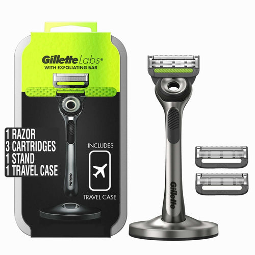 Gillette Labs with Exfoliating Bar Men's Razor - 1 Handle, 3 Blade Refills and Travel Case EasyOptionXY LLC