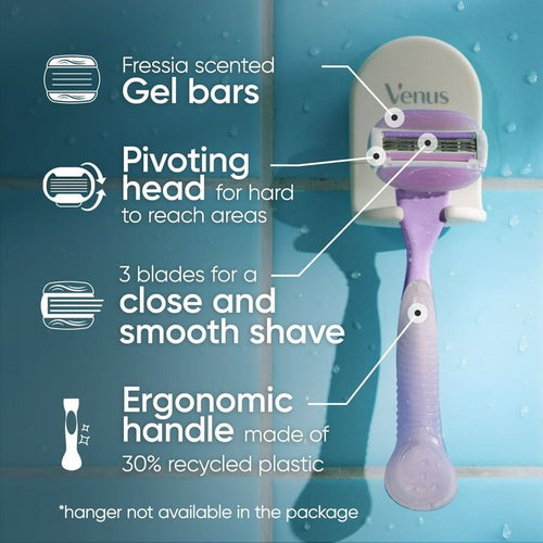 Gillette Venus ComfortGlide Freesia Women's Razor Handle + 2 Blade Refills, Purple EasyOptionXY LLC