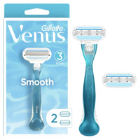 Venus Smooth Women's Razor Handle with 2 Blade Refills, Blue EasyOptionXY LLC