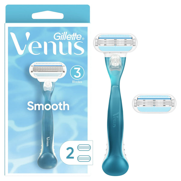 Venus Smooth Women's Razor Handle with 2 Blade Refills, Blue EasyOptionXY LLC