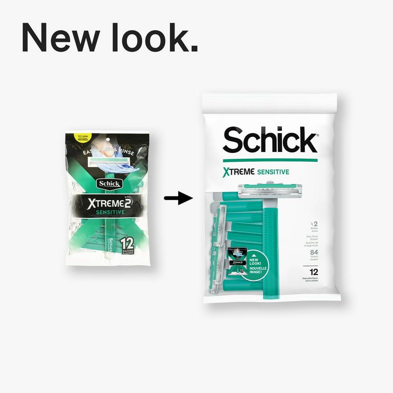 Schick Xtreme 2-Blade Sensitive Men's Disposable Razors, 12 Ct, With Vitamin E Strips, Non Slip Handle EasyOptionXY LLC