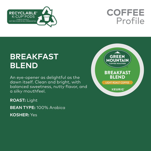 Green Mountain Coffee Roasters, Breakfast Blend Light Roast K-Cup Coffee Pods, 48 Count EasyOptionXY LLC