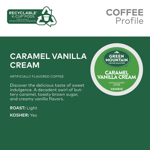 Green Mountain Coffee Roasters Caramel Vanilla Cream, Single Serve Keurig K-Cup Pods, Light Roast, 96 Count EasyOptionXY LLC