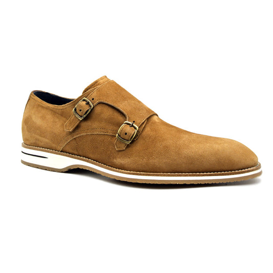 Zelli Italia 56-100-CGN LEGERRA Sueded Goatskin Monkstrap, Cognac