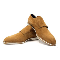 Zelli Italia 56-100-CGN LEGERRA Sueded Goatskin Monkstrap, Cognac