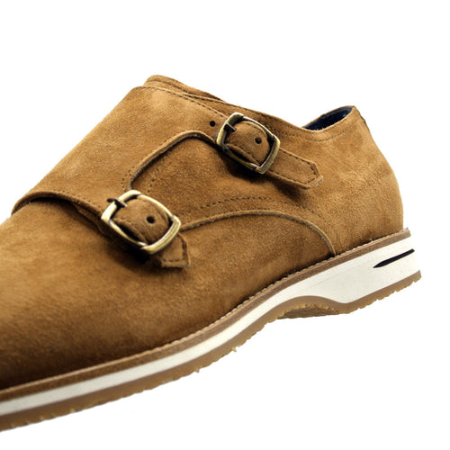 Zelli Italia 56-100-CGN LEGERRA Sueded Goatskin Monkstrap, Cognac