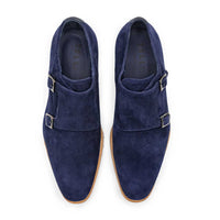 Zelli Italia 56-100-NVY LEGERRA Sueded Goatskin Monkstrap, Navy