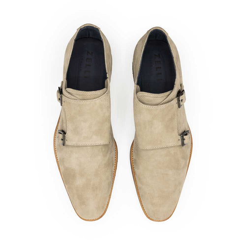 Zelli Italia 56-105-SND LEGERRA Sueded Goatskin Monkstrap, Sand