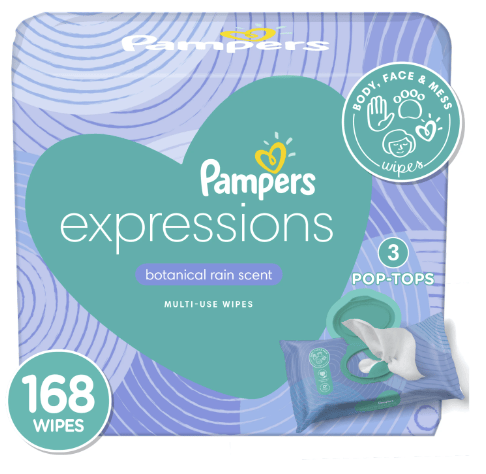 Pampers Baby Wipes Expressions; Botanical Rain Scent; 3X Pop-Top; 168 Ct EasyOptionXY LLC