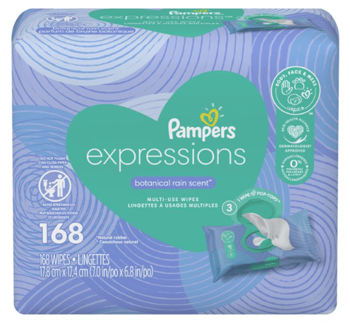 Pampers Baby Wipes Expressions; Botanical Rain Scent; 3X Pop-Top; 168 Ct EasyOptionXY LLC