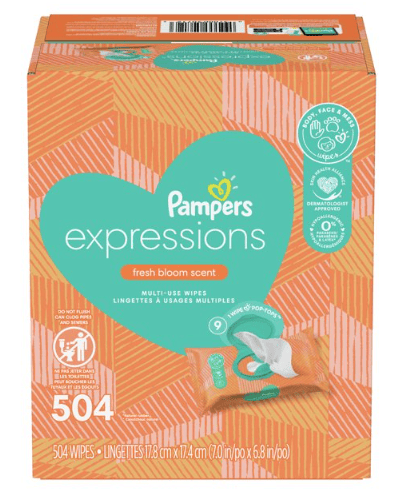 Pampers Baby Wipes Expressions; Fresh Bloom Scent; 9X Pop-Top; 504 Ct EasyOptionXY LLC