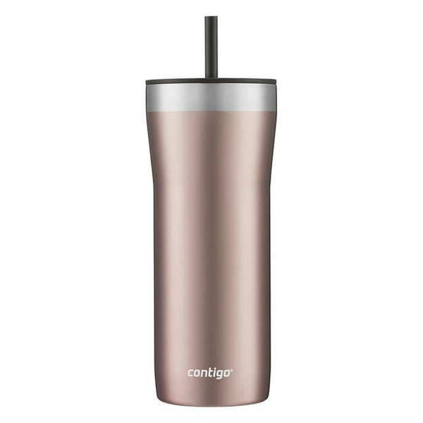 Contigo Streeterville Stainless Steel Tumbler with Plastic Straw and Splash-Proof Lid, Pink, 32 fl. oz EasyOptionXY LLC