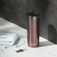 Contigo Streeterville Stainless Steel Tumbler with Plastic Straw and Splash-Proof Lid, Pink, 32 fl. oz EasyOptionXY LLC