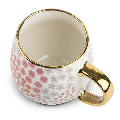 Thyme & Table Stoneware Gold Floral 16oz Coffee Mug EasyOptionXY LLC