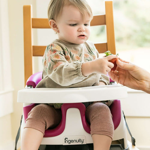 Ingenuity Baby Base 2-in-1 Booster Feeding High Chair and Floor Seat with Self-Storing Tray, Pink Flambe EasyOptionXY LLC