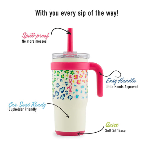 Reduce Vacuum Insulated Stainless Steel Coldee Mug with Lid and Spill-Proof Straw, Cheetah Pink, 18 oz EasyOptionXY LLC