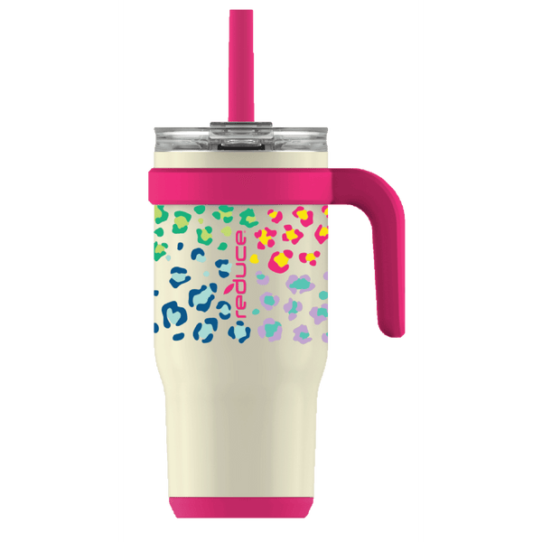 Reduce Vacuum Insulated Stainless Steel Coldee Mug with Lid and Spill-Proof Straw, Cheetah Pink, 18 oz EasyOptionXY LLC