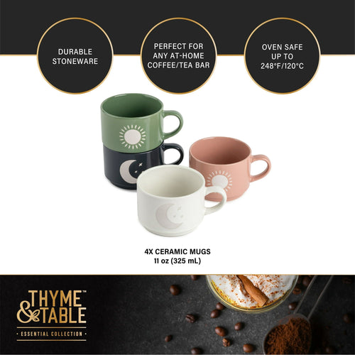 Thyme & Table Stackable Ceramic Coffee Mug, 11 fl oz, 4 Pack EasyOptionXY LLC