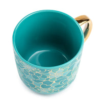 Thyme & Table Stoneware Coffee Mug, Teal Succulent, 16 fl oz EasyOptionXY LLC
