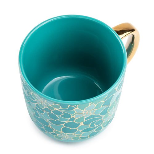 Thyme & Table Stoneware Coffee Mug, Teal Succulent, 16 fl oz EasyOptionXY LLC