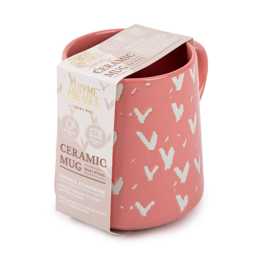 Thyme & Table Stoneware Mug, Pink Hearts, 16 fl oz EasyOptionXY LLC