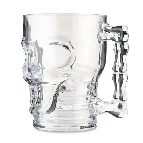 Halloween Skull Beer Mug Adult Party Favor, Clear, Plastic, 19 oz, by Way To Celebrate EasyOptionXY LLC