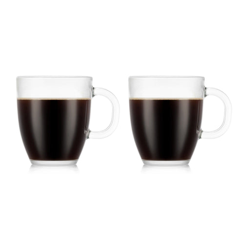 Bodum 2 pk Single Wall Bistro Mugs, Tempered Glass Clear EasyOptionXY LLC