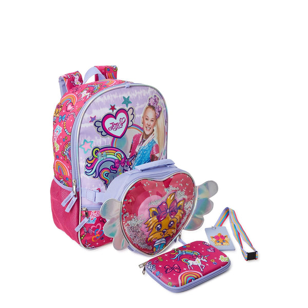 JoJo Siwa Girls Bow Bow with Lunch Bag 4-Piece Set Pink Rainbow Unicorn Print EasyOptionXY LLC