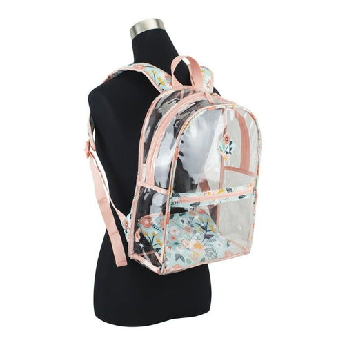 Eastsport Unisex Childrens Clear Backpack with Pencil Case 2-Piece Set Pink Flower Print EasyOptionXY LLC