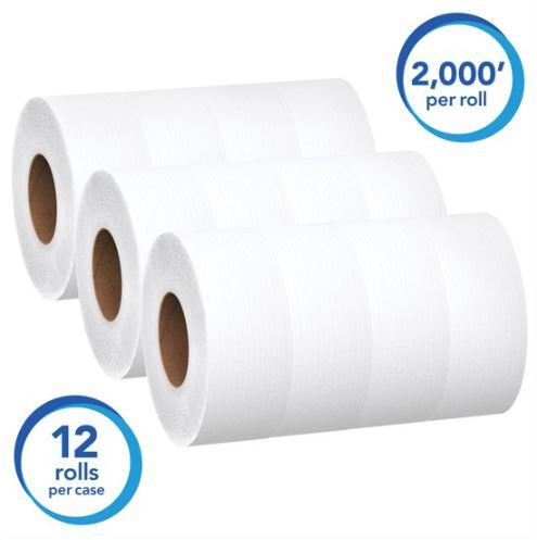Scott Essential JRT Jumbo Roll Bathroom Tissue, Septic Safe, 1-Ply, White, 2000 ft, 12 Rolls/Carton -KCC07223 EasyOptionXY LLC