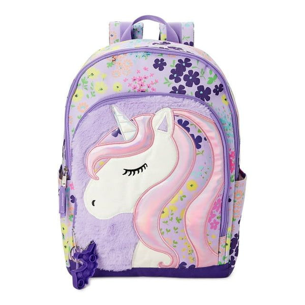 Wonder Nation Girls 17" Laptop Backpack Fuzzy Flower Magic Unicorn Purple EasyOptionXY LLC