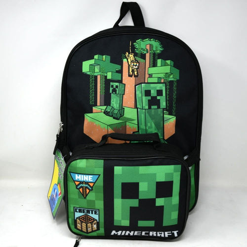 Minecraft School Backpack Set for Kids with Lunch Bag -16 Inch Multicolor Shoulder Bag EasyOptionXY LLC