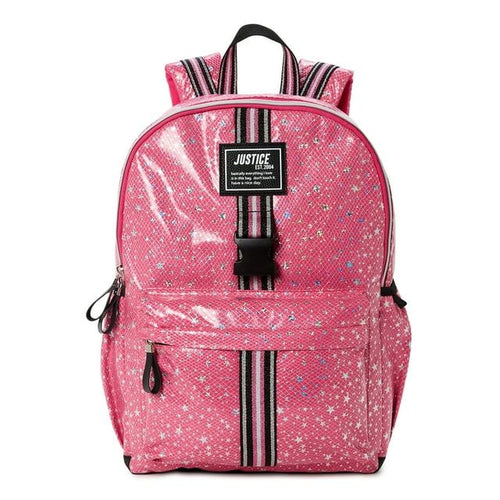 Justice Girls 17" Laptop Backpack, Lunch Tote and Pencil Case, 3-Piece Set Pink Star Print EasyOptionXY LLC