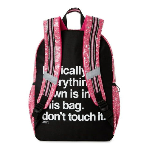 Justice Girls 17" Laptop Backpack, Lunch Tote and Pencil Case, 3-Piece Set Pink Star Print EasyOptionXY LLC
