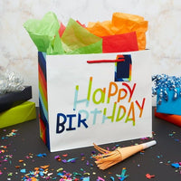 Way To Celebrate Value Gift Bag, Happy Birthday, Blue, Green, Orange, Red EasyOptionXY LLC