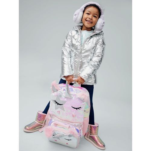 Wonder Nation Girls 17" Laptop Backpack with Lunch Bag 2-Piece Set, Pink Multi-Color Unicorn Queen EasyOptionXY LLC