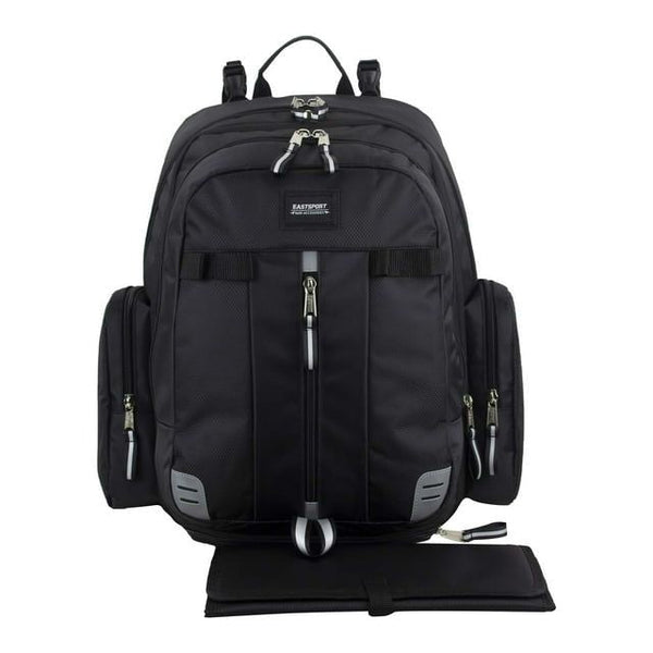 Eastsport Stylish Zipper Pockets Changing Pad Included Adjustable Shoulder Straps Insulated Pockets Backpack Diaper Bags, Black EasyOptionXY LLC