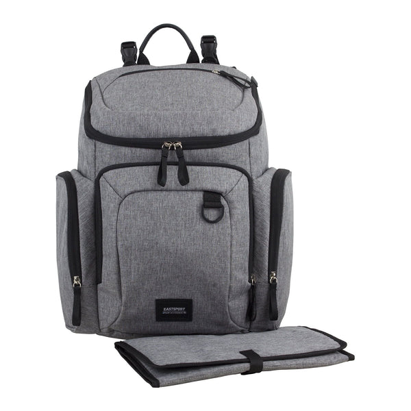 Eastsport Wooster St. Backpack Diaper Bag with Adjustable Shoulder Straps, Bonus Changing Pad, Stroller Straps and Insulated Zipper Pockets, Light Grey EasyOptionXY LLC