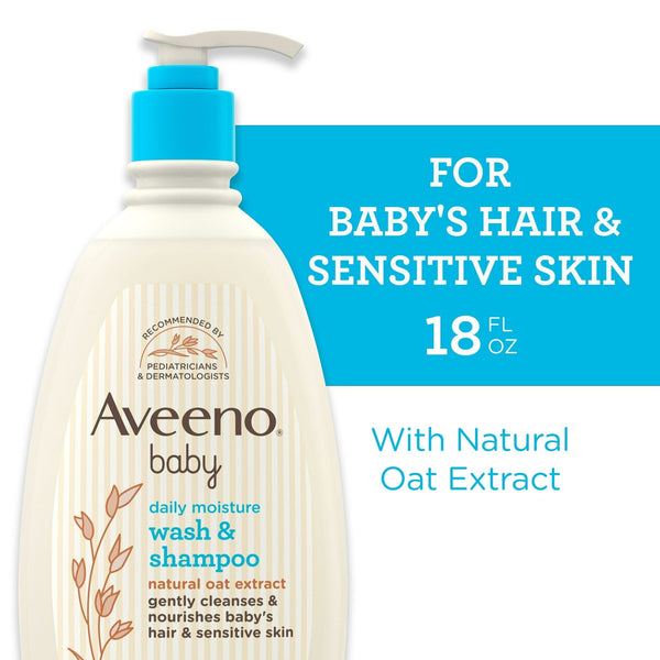 Aveeno Baby Daily Moisture Body Wash & Shampoo, Liquid Soap, Oat Extract, 18 fl oz EasyOptionXY LLC