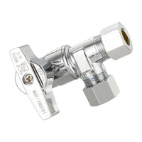 10 Pcs 1/2" PEX Crimp x 3/8" ODx 3/8" OD Compr. Split Angle Stop Valve, Quarter Turn (Lead Free) Plumbingsell